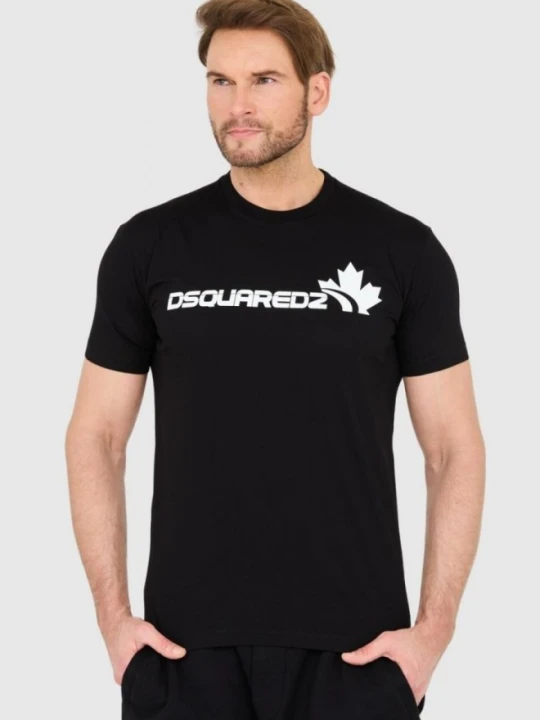 Zdjęcie produktu DSQUARED2 Czarny męski bawełniany t-shirt z dużym logo, Rozmiar XL