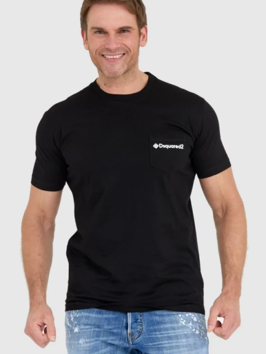 Zdjęcie produktu DSQUARED2 Czarny t-shit męski z kieszonką mini gummy, Rozmiar S