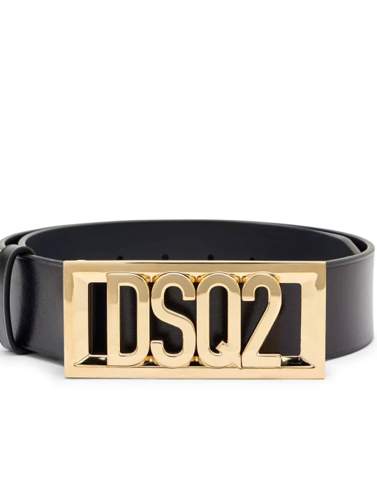 Zdjęcie produktu Dsquared2 Skórzany pasek Plaque czarny