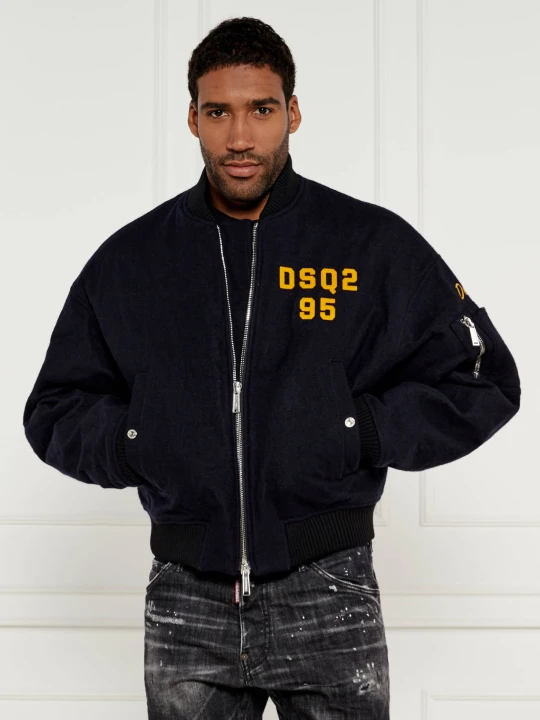 Zdjęcie produktu Dsquared2 Wełniana kurtka bomber | Regular Fit granatowy