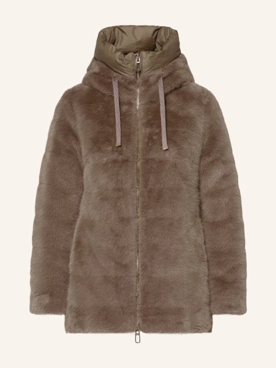 Zdjęcie produktu Duno Lekka Kurtka Puchowa Andrada Z Sztucznym Futrem beige JASNOBRĄZOWY