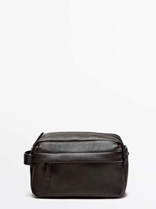 Zdjęcie produktu Duża Kosmetyczka Ze Skóry Nappa - Brązowy - Massimo Dutti - Male