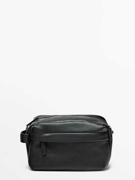 Zdjęcie produktu Duża Kosmetyczka Ze Skóry Nappa - Czarny - Massimo Dutti - Male