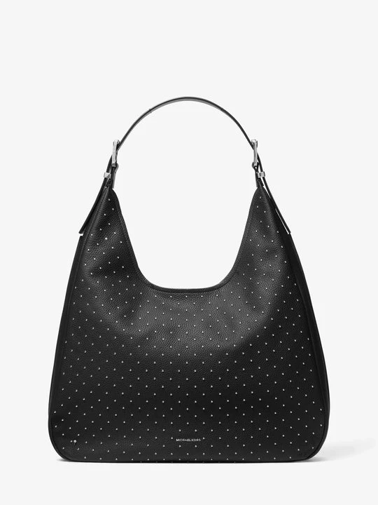 Zdjęcie produktu Duża torba hobo na ramię Nolita ze skóry groszkowej z ćwiekami Michael Kors CZARNY (Czarny)