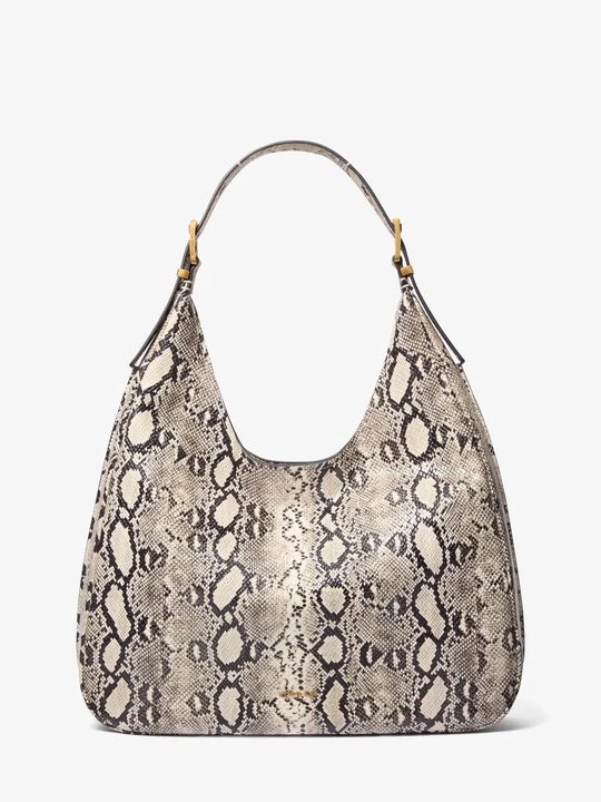 Zdjęcie produktu Duża torba na ramię hobo Nolita ze skóry z fakturą łuski węża Michael Kors NATURALNY (Naturalny)