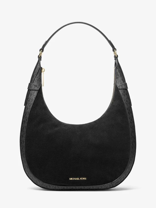 Zdjęcie produktu Duża torba na ramię Preston w kształcie półksiężyca z charakterystycznym logo Michael Kors CZARNY (Czarny)