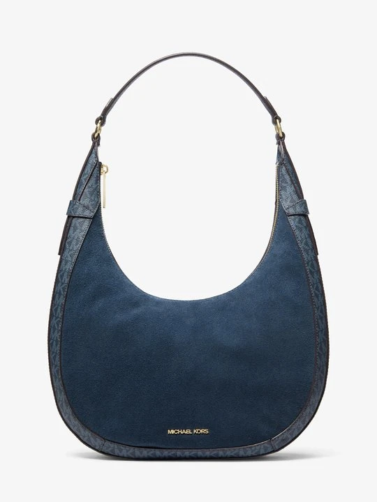 Zdjęcie produktu Duża torba na ramię Preston w kształcie półksiężyca z charakterystycznym logo Michael Kors GRANATOWY (Niebieski)