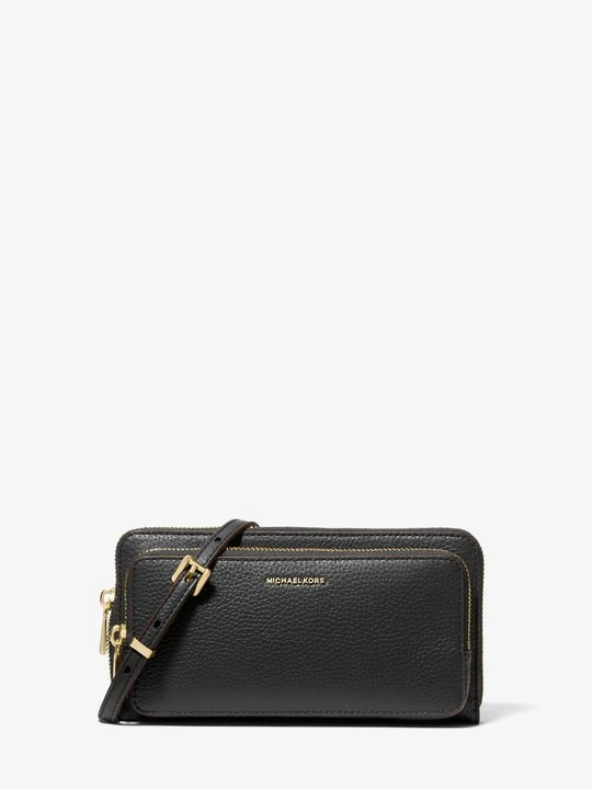 Zdjęcie produktu Duża torebka do przewieszenia przez ramię Jet Set z przepinanym paskiem z groszkowej skóry Michael Kors CZARNY (Czarny)
