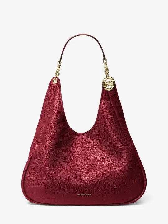 Zdjęcie produktu Duża torebka na ramię Ellie ze skóry groszkowej Michael Kors CIEMNOCZERWONY (Czerwony)