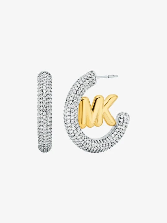 Zdjęcie produktu Duże kolczyki z kryształkami pavé z logo w dwóch kolorach Michael Kors
