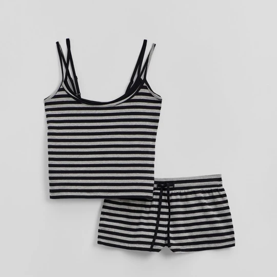 Zdjęcie produktu Czarno-szary komplet loungewear w paski House