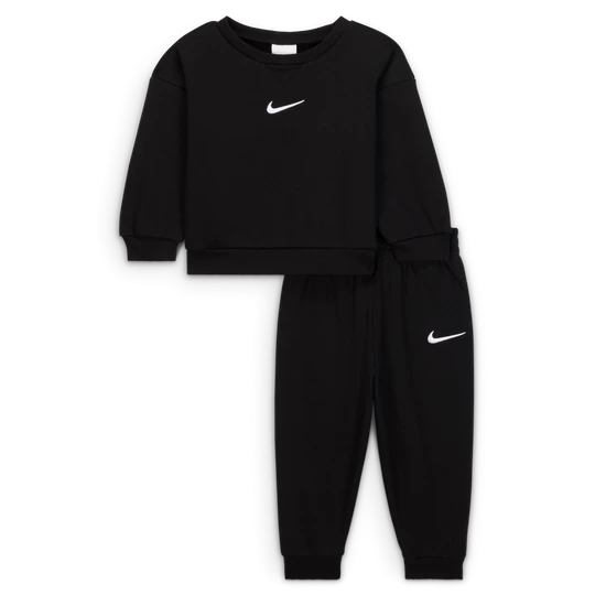 Zdjęcie produktu Dwuczęściowy dzianinowy zestaw z bluzą dla niemowląt (12–24 M) Nike Essential - Czerń