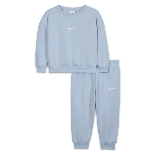 Zdjęcie produktu Dwuczęściowy dzianinowy zestaw z bluzą dla niemowląt (12–24 M) Nike Essential - Niebieski