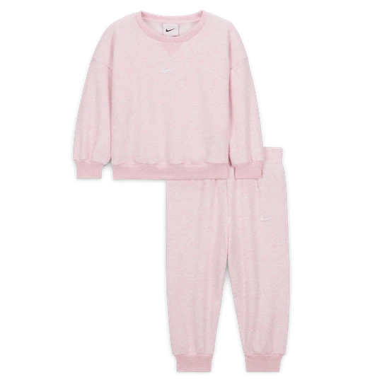 Zdjęcie produktu Dwuczęściowy dzianinowy zestaw z bluzą dla niemowląt (12–24 M) Nike Essential - Różowy