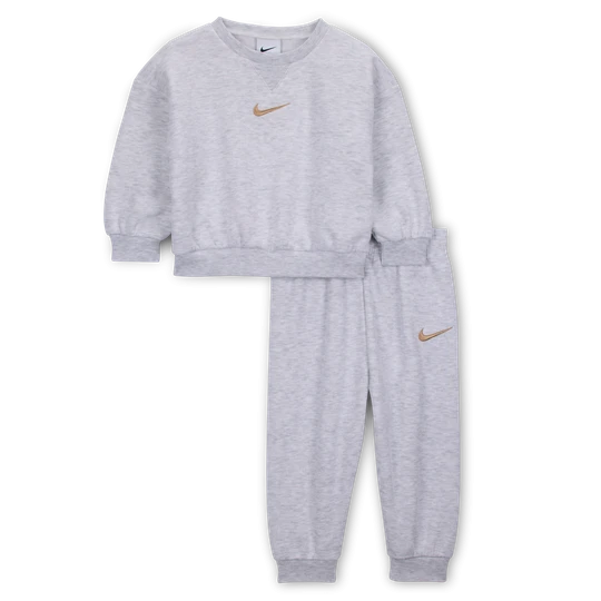 Zdjęcie produktu Dwuczęściowy dzianinowy zestaw z bluzą dla niemowląt (12–24 M) Nike Essential - Brązowy