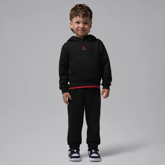 Zdjęcie produktu Dwuczęściowy zestaw z bluzą z kapturem dla maluchów Jordan Brooklyn Fleece - Czerń