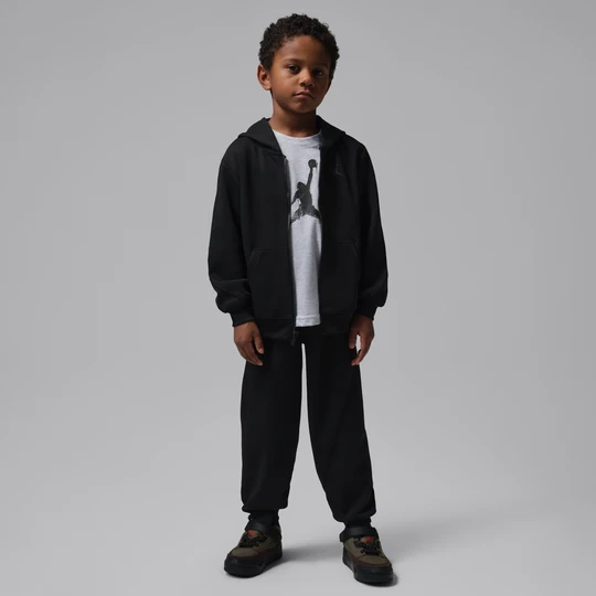 Zdjęcie produktu Dwuczęściowy zestaw z bluzą z kapturem i zamkiem na całej długości dla małych dzieci Jordan Dri-FIT Core Sport - Czerń