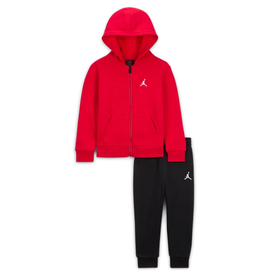 Zdjęcie produktu Dwuczęściowy zestaw z bluzą z kapturem i zamkiem na całej długości dla niemowląt Jordan Brooklyn Fleece (12–24 M) - Czerń