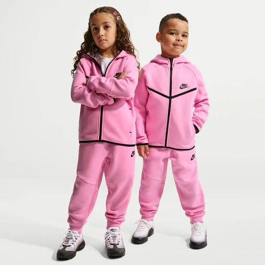 Zdjęcie produktu Dwuczęściowy zestaw z bluzą z zamkiem na całej długości dla małych dzieci Tech Fleece Nike - Różowy