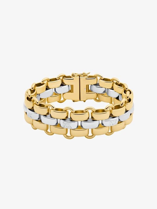 Zdjęcie produktu Dwukolorowa bransoletka z trzema warstwami ogniw Michael Kors DWA KOLORY (Srebrny)