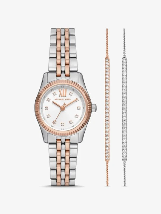 Zdjęcie produktu Dwukolorowy zegarek Lexington i bransoletka zaciskowa z kryształkami pavé Michael Kors ROSE GOLD (Różowozłoty)