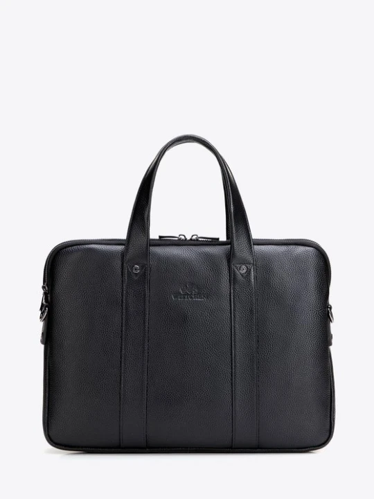 Zdjęcie produktu Dwukomorowa torba na laptopa 15” ze skóry naturalnej czarna Wittchen