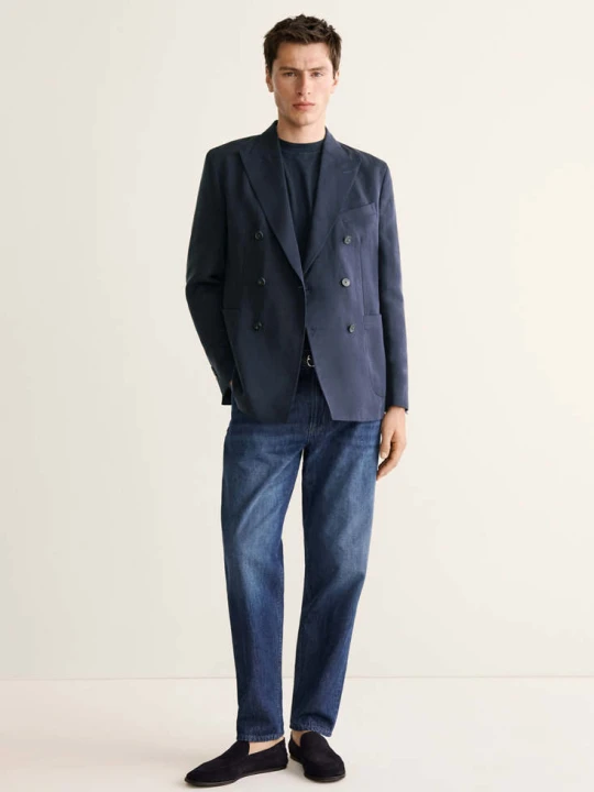 Zdjęcie produktu Dwurzędowa marynarka garniturowa slim fit granatowy - Mężczyzna - MANGO MAN