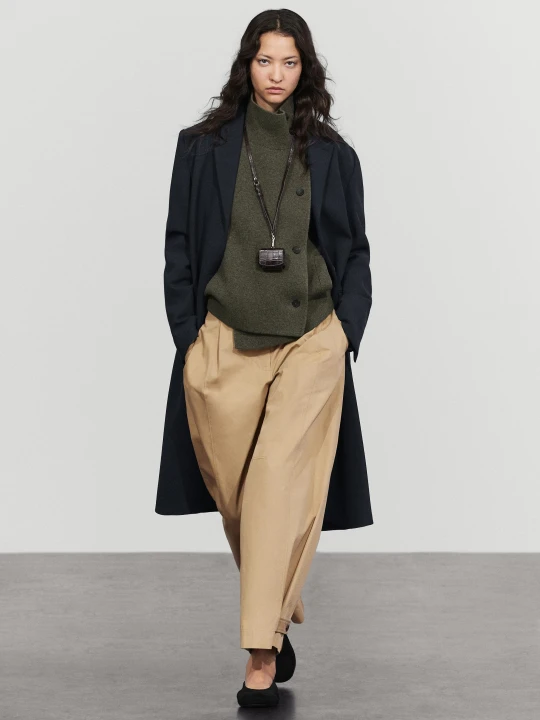 Zdjęcie produktu Dwurzędowy Dzianinowy Żakiet Z Mieszanki Wełny - Szarawozielony - Massimo Dutti - Female