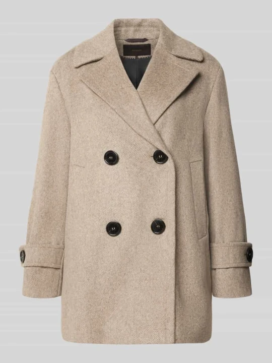 Zdjęcie produktu Dwurzędowy krótki płaszcz z patkami przy mankietach Windsor Średnioszary
