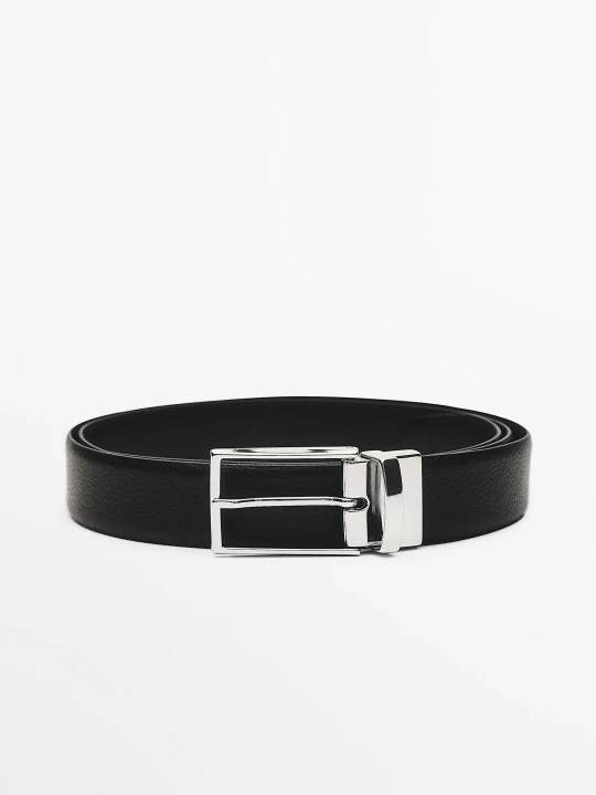 Zdjęcie produktu Dwustronny Pasek Ze Skóry Nappa - Czarny - Massimo Dutti - Male