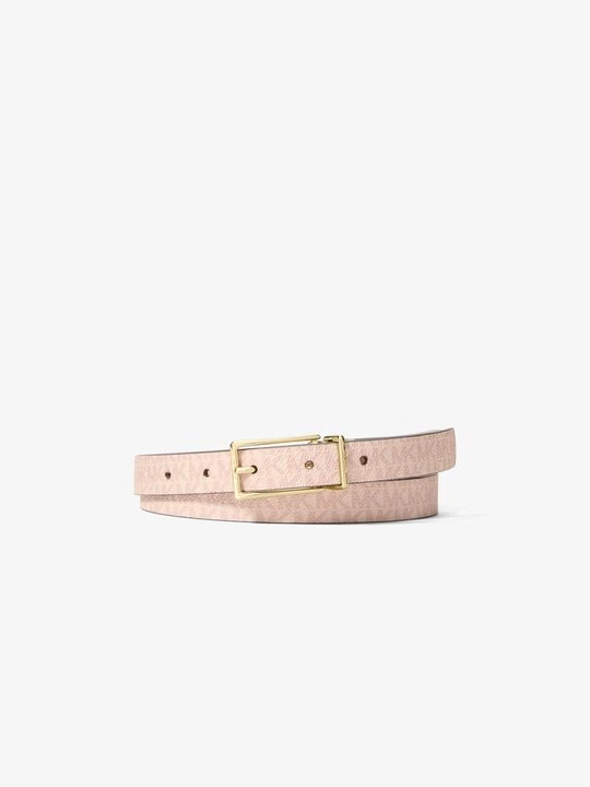 Zdjęcie produktu Dwustronny skórzany pasek z charakterystycznym logo Michael Kors BALETOWY (Różowy)