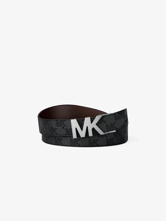 Zdjęcie produktu Dwustronny skórzany pasek ze sprzączką z wytłoczonym logo Empire Michael Kors brązowy