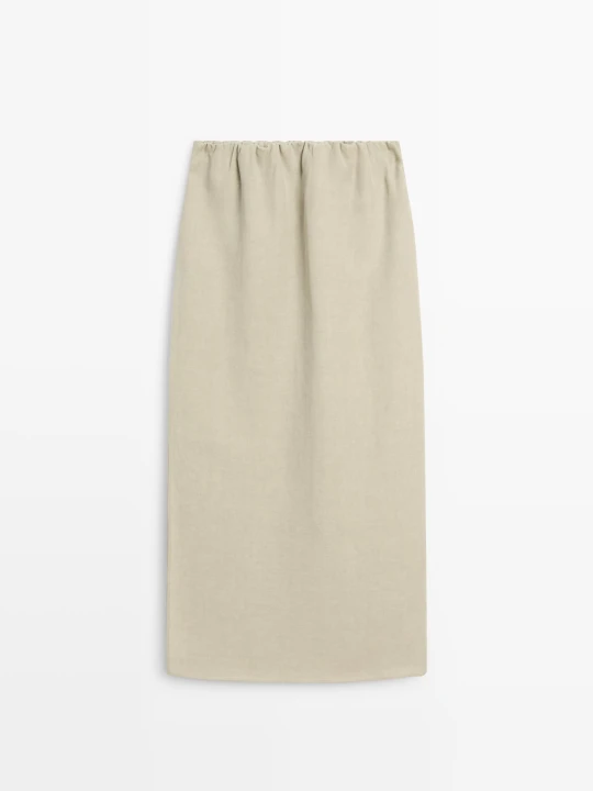 Zdjęcie produktu Dwuwarstwowa Spódnica Midi - Studio - Jansy Khaki - Massimo Dutti - Female