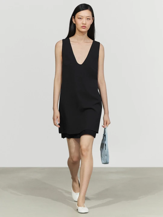 Zdjęcie produktu Dwuwarstwowa Sukienka Mini - Czarny - Massimo Dutti - Female