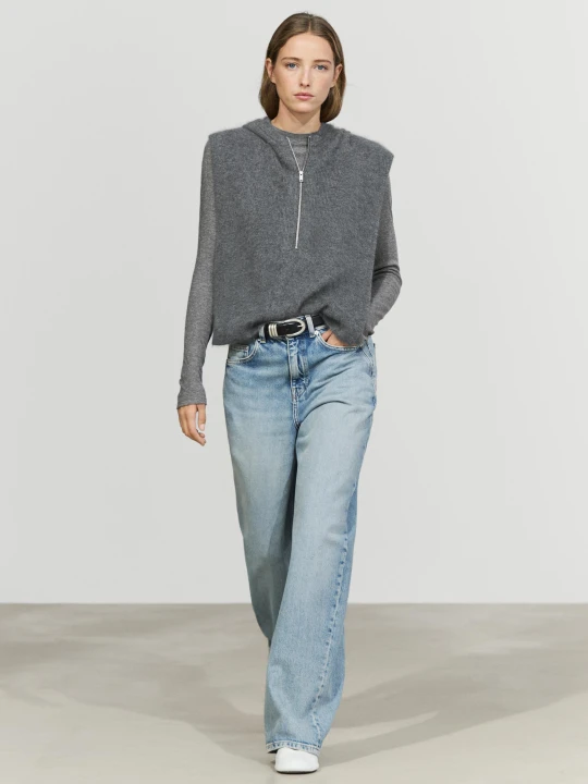 Zdjęcie produktu Dzianinowa Kamizelka Z Kapturem Ze 100% Kaszmiru - Szary - Massimo Dutti - Female