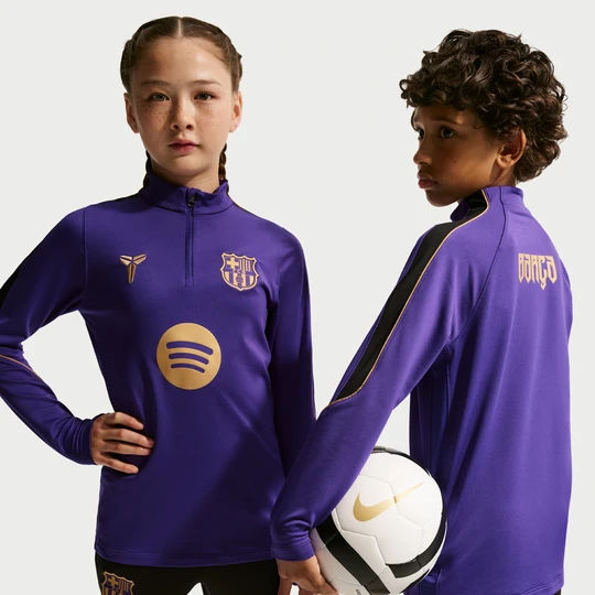 Zdjęcie produktu Dzianinowa koszulka piłkarska dla dużych dzieci Kobe Dri-FIT FC Barcelona Strike (wersja wyjazdowa) - Fiolet Nike