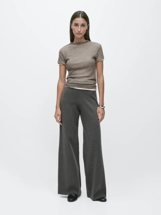 Zdjęcie produktu Dzianinowe Spodnie Culotte - Szary - - Massimo Dutti - Kobieta