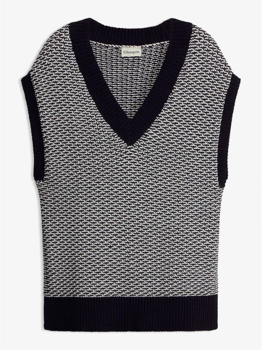 Zdjęcie produktu Dzianinowy bezrękawnik o kroju oversize BonPrix czarny