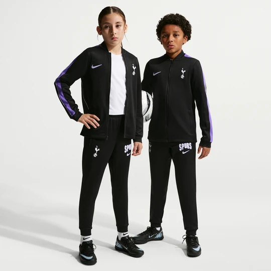 Zdjęcie produktu Dzianinowy dres piłkarski dla dużych dzieci Nike Dri-FIT Tottenham Hotspur Strike (wersja trzecia) - Czerń