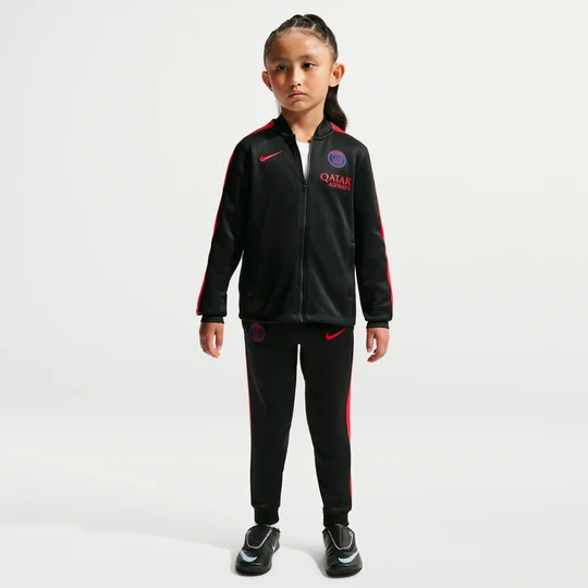 Zdjęcie produktu Dzianinowy dres piłkarski dla małych dzieci Nike Dri-FIT Paris Saint-Germain Strike - Czerń