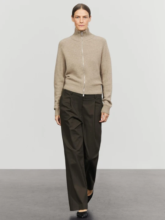 Zdjęcie produktu Dzianinowy Kardigan Na Suwak Ze 100% Kaszmiru - Szary Mysi - Massimo Dutti - Female