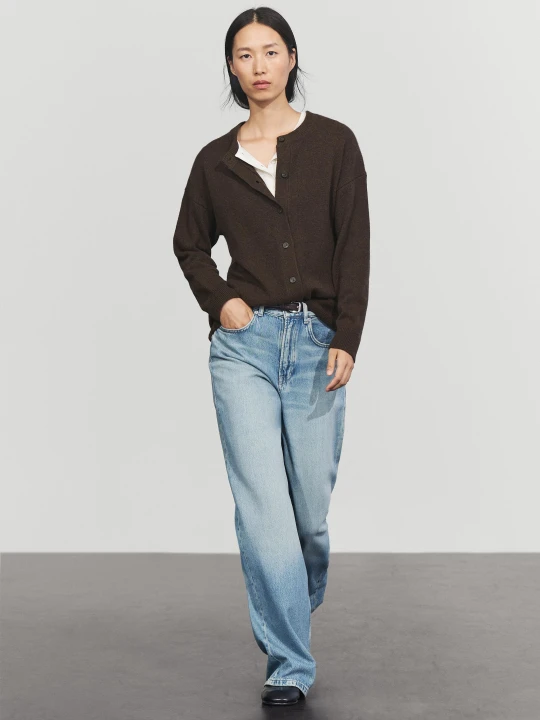 Zdjęcie produktu Dzianinowy Kardigan Oversize Ze 100% Kaszmiru - Czekoladowy - Massimo Dutti - Female