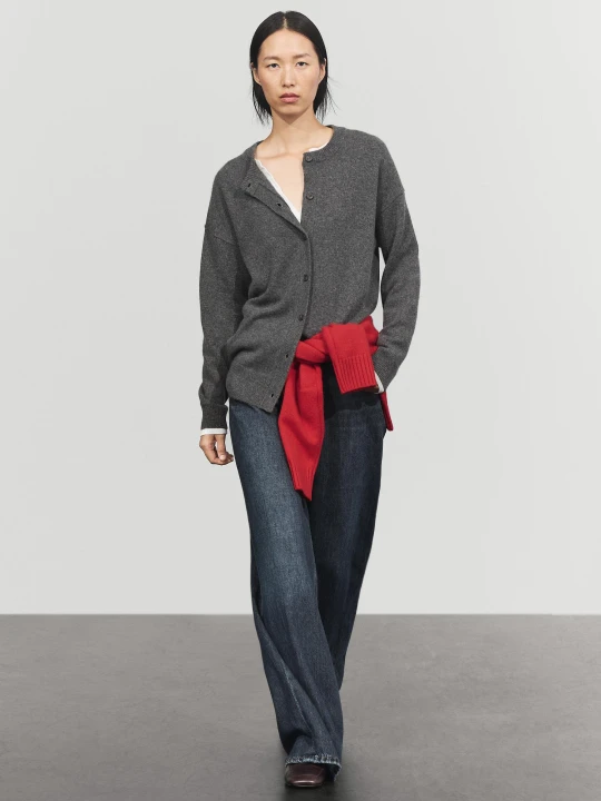 Zdjęcie produktu Dzianinowy Kardigan Oversize Ze 100% Kaszmiru - Szary Antracytowy - Massimo Dutti - Female