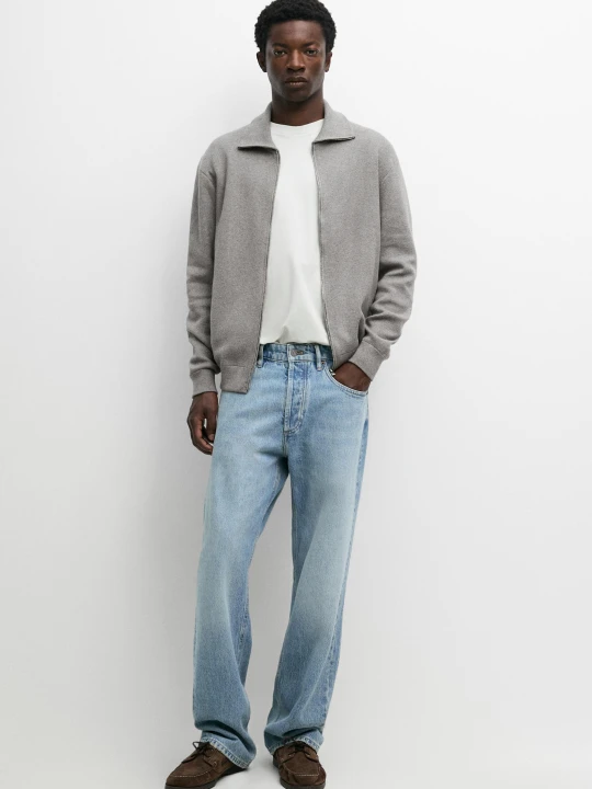 Zdjęcie produktu Dzianinowy Kardigan Ze 100% Bawełny Zapinany Na Suwak - Średni Szary - Massimo Dutti - Male