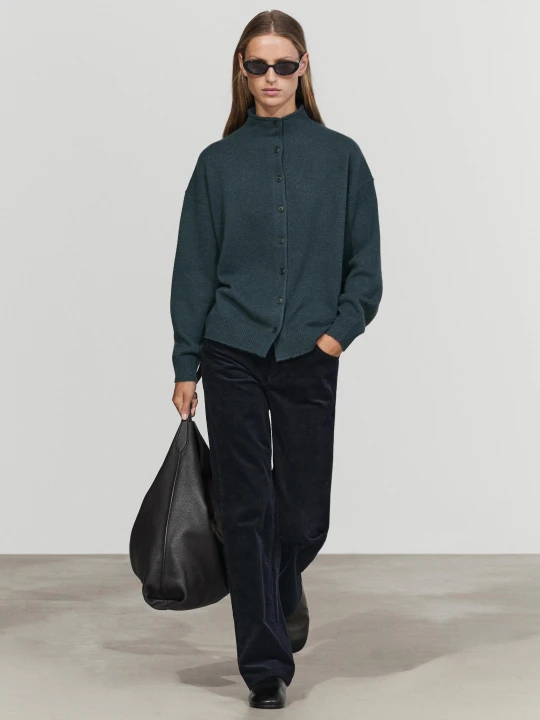 Zdjęcie produktu Dzianinowy Kardigan Ze 100% Kaszmiru - Pruski Błękit - Massimo Dutti - Female