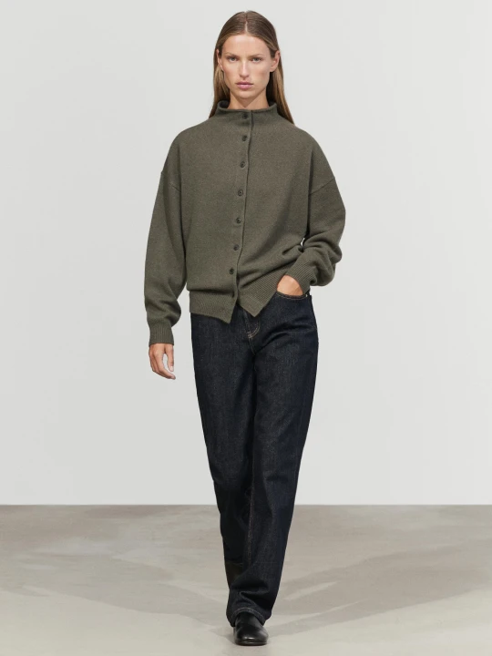 Zdjęcie produktu Dzianinowy Kardigan Ze 100% Kaszmiru - Zielony - Massimo Dutti - Female