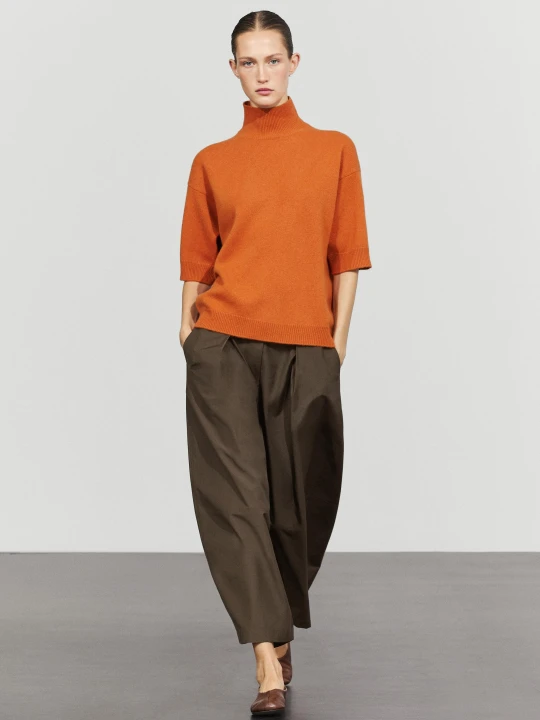 Zdjęcie produktu Dzianinowy Sweter Oversize Z Krótkim Rękawem - Pomarańczowy - Massimo Dutti - Female