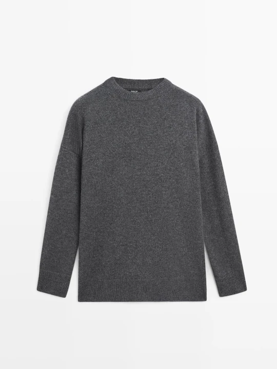 Zdjęcie produktu Dzianinowy Sweter Oversize Ze 100% Kaszmiru - Szary Antracytowy - Massimo Dutti - Female