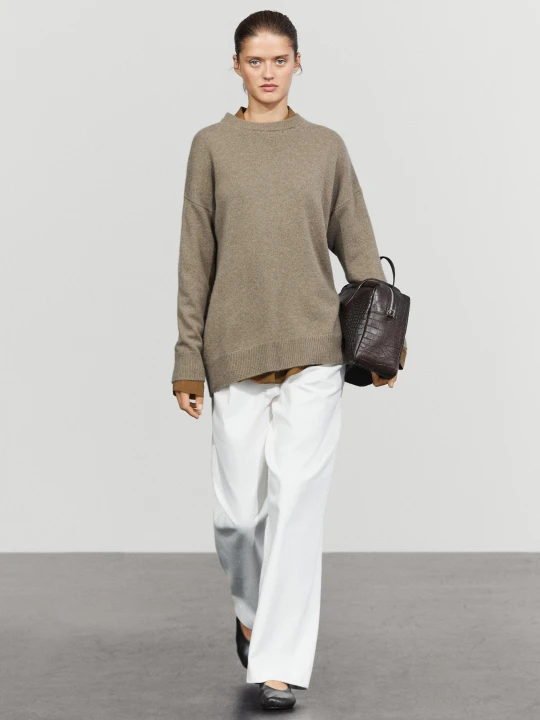 Zdjęcie produktu Dzianinowy Sweter Oversize Ze 100% Kaszmiru - Ziel Pop - Massimo Dutti - Female