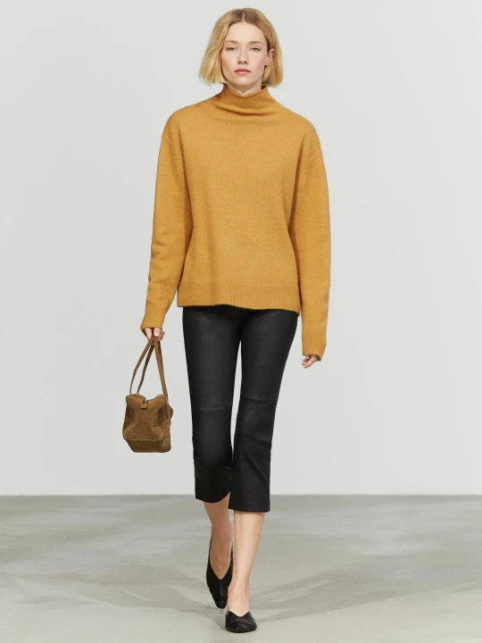 Zdjęcie produktu Dzianinowy Sweter Oversize Ze 100% Kaszmiru - Żółty Musztardowy - Massimo Dutti - Female